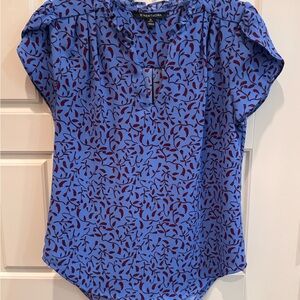 41 XSP Hawthorne Floral-Print Short Sleeve Blouse